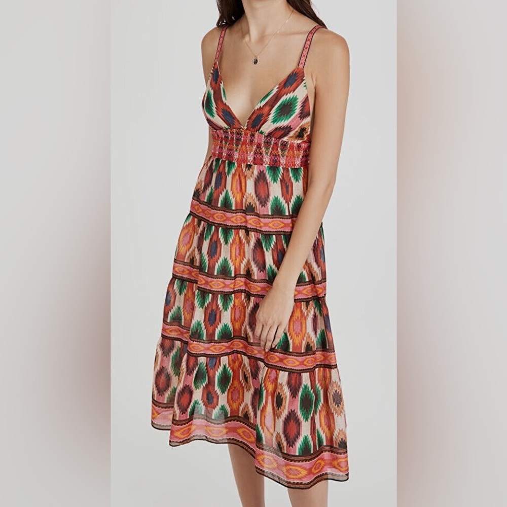 Alice + Olivia Santina Lace Tiered Midi Dress Size 4 Small